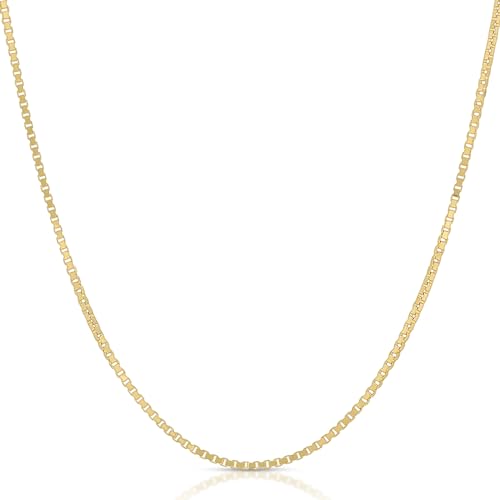 14 K Gold Necklace for Women, Box Chain 0.5MM 14”-24”, 16 inch Gold Chain for Women, 14 Karat Gold Necklace, 18 inch Gold Chain, 14k Solid Gold Chain, Gold Necklace for Women 14k Real Gold (16 Inches (Short))