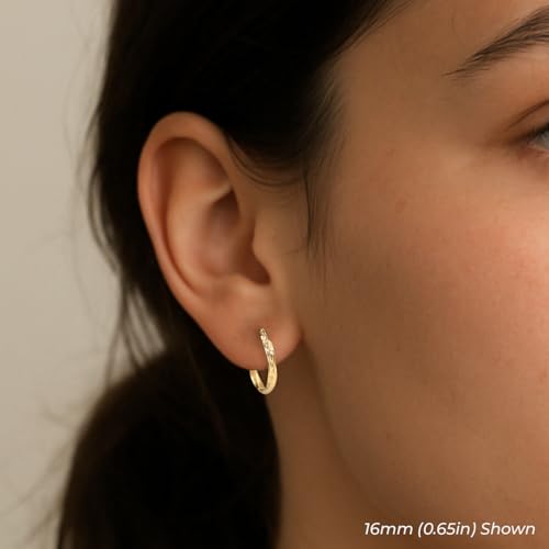 10K Yellow Gold Diamond-Cut Twisted Round Hoop Earrings (16MM (0.65 INCH))