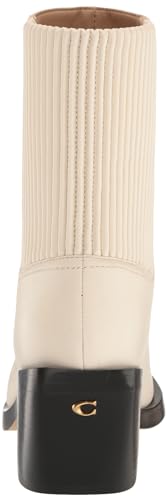 Coach Women's Prestyn Leather Bootie Western Boot, Chalk, 8