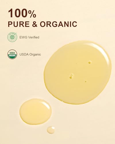 Yoken 32 fl oz (EWG Verified) 100% Pure Jojoba Carrier Oil - Unrefined, Hexane-Free, Cold Pressed for Skin, Face, Hair, Nails, and Massage