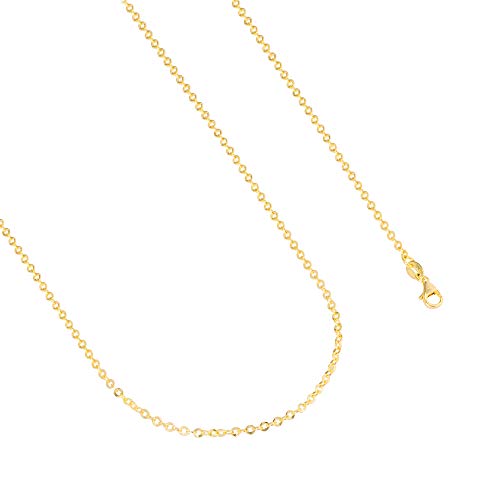 Nuragold 10k Real Yellow Gold Cable 2mm Rolo Circle LInk Chain Necklace - 18"