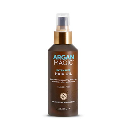Argan Magic Intensive Hair Oil - Restores Manageability and Elasticity | Adds Shine and Gloss | Controls Frizz | Paraben Free, (4 oz)
