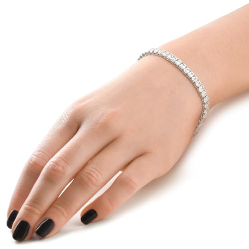 P3 POMPEII3 Pompeii 15Ct Emerald Cut Diamond Tennis Bracelet 7" 14k White Gold - Size Medium