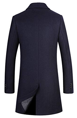 HXW.GJQ Men's Premium Wool Blend Double Breasted Long Pea Coat (as1, alpha, l, regular, regular, Navy Blue)