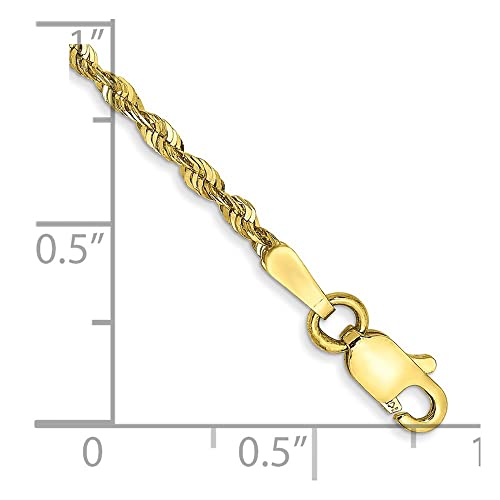 Solid 10k Yellow Gold 1.8mm Diamond-Cut Extra-Lite Rope Chain Bracelet 6" - with Secure Lobster Lock Clasp