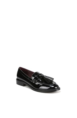 Franco Sarto Womens Carolynn Slip On Tassel Loafers Black Patent 9 W