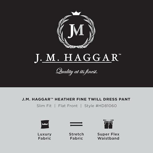 Haggar Men's JMH Premium Slim Fit Heather Fine Twill Dress Pants Natural