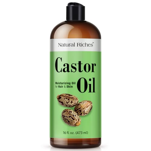 Natural Riches Castor Oil Cold pressed for Dry Skin Hair Loss Dandruff Thicker Hair - Moisturizes heals Scalp Skin Hair growth Thicker Eyelashes & Eyebrows