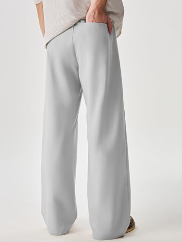 JMIERR Mens Baggy Casual Dress Pants Lightweight Pleated Old Money Wide Leg Pants Loose Relaxed Fit Trousers