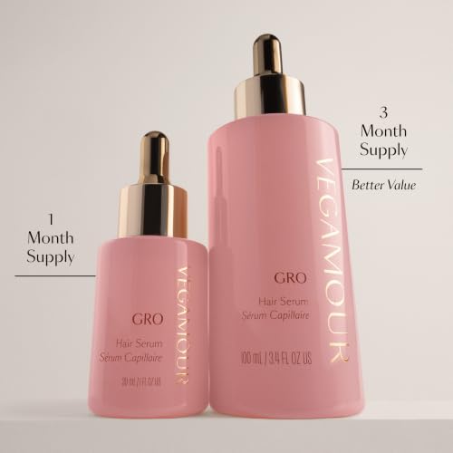 VEGAMOUR GRO Hair & Scalp Serum for Women & Men - Reduces Shedding, Fuller-Looking Hair, Lightweight Non-Oily Formula, Bergamot Scent, Vegan & Cruelty-Free