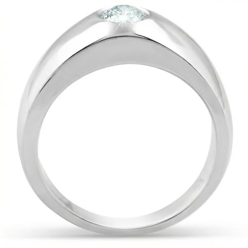 P3 POMPEII3 Pompeii Mens 14k White Gold 1/2ct Solitaire Bezel Round Diamond Wedding Anniversary Ring - Size 11.5