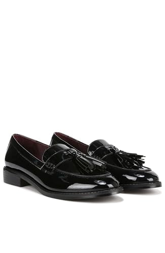 Franco Sarto Womens Carolynn Slip On Tassel Loafers Black Patent 9 W