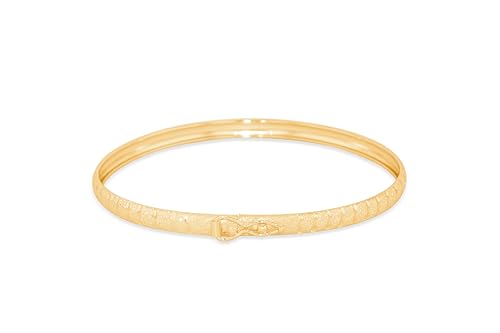 Floreo 10k Yellow Gold 4mm Subtle Stripe Satin Finish Textured Flex Bangle Bracelet 7 Inch