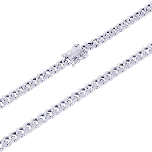 Nuragold 10k Real White Gold Miami Cuban Link 5.5mm Chain Italian Bracelet - 8.5"