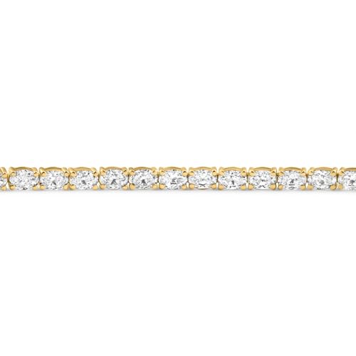 P3 POMPEII3 Pompeii 4.5Ct Oval Cut Diamond Tennis Bracelet 7" 14k Yellow Gold Lab Grown - Size 7 (EF,VS)
