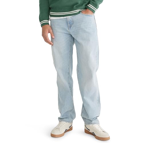 Aeropostale Men's Loose Straight Jean, Light Wash