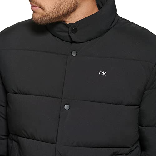 Calvin Klein Men's Snap Front Puffer Jacket, Ebony, Small