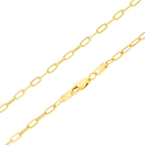 Nuragold 14k Real Yellow Gold 2mm Paperclip Chain Cable Dainty Bracelet - 7.5"