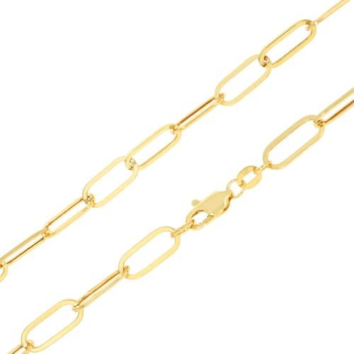 Nuragold 14k Real Yellow Gold 6mm Paperclip Chain Cable Link Necklace - 16"