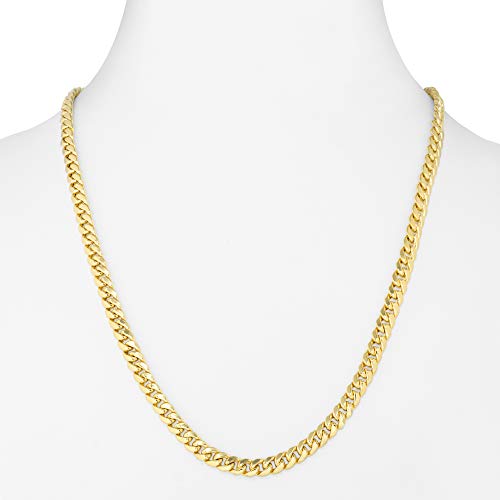 Nuragold 10k Real Yellow Gold Miami Cuban Link 6.5mm Chain Italian Necklace - 20"