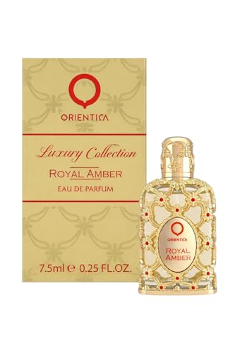 Orientica Luxury Royal Amber Eau De Parfum 0.25oz/7.5ml Mini Splash - Notes of Vanilla, Bergamot, Pineapple - Amber Oud, Gourmand Arabic Perfumes for Women & Men - Perfumes Arabes de Mujer y Hombres