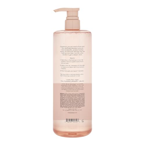 Kristin Ess Clarifying Detox Shampoo for Oily Hair, Build Up + Hard Water - Anti Residue Purifying + Cleansing Shampoo with Pump - Volumizing -Sulfate Free, Color Safe + Vegan - Curly Product- 33.8oz