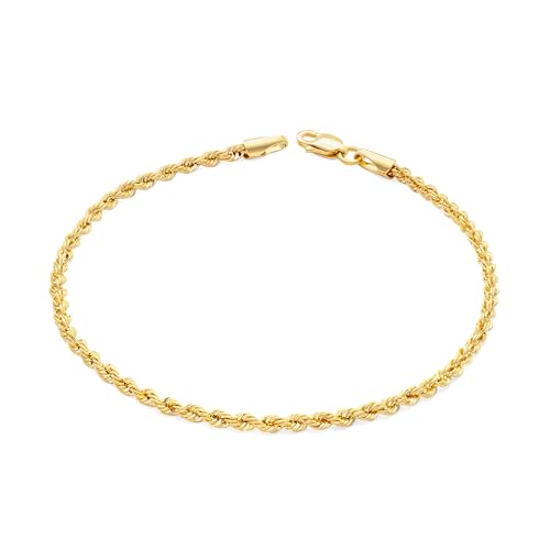 LoveBling 10K Italy Standard Fine Solid Gold Quint Rope Bracelet Width: 2.1 mm (7, Inches)