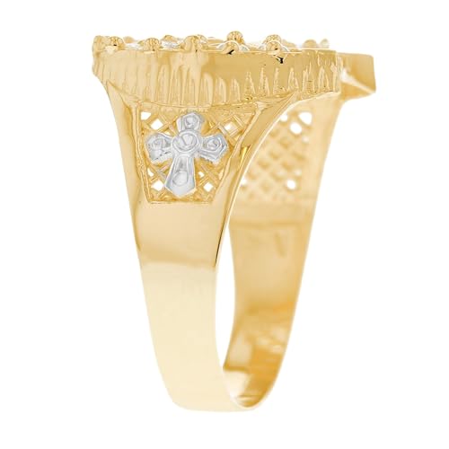 emgeedi 10k Two Tone Solid Gold Horse Lucky Horseshoe CZ Mens Ring - Size 10.75