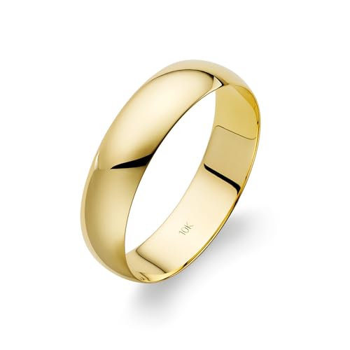 Oxford Ivy Wedding Band Solid 10K Yellow Gold 5mm Plain Ring, Size 10.5