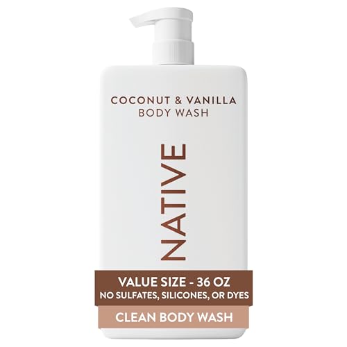 Native Body Wash for Women & Men, Coconut & Vanilla, 36 oz Pump Bottle, Sulfate-Free & Gentle