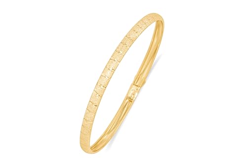 Floreo 10k Yellow Gold 4mm Subtle Stripe Satin Finish Textured Flex Bangle Bracelet 7 Inch