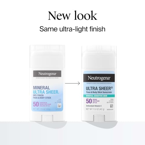 Neutrogena Ultra Sheer Mineral Sunscreen Stick SPF 50, 1.5 oz