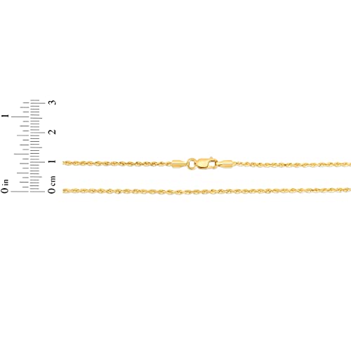 Floreo 14k Yellow Gold 1.5mm Solid Rope Chain Bracelet 7 Inch