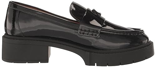 COACH Women's Flats Leah Loafer in Patent Leather, Color Black Patent, Size 6