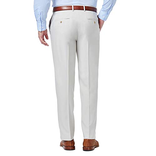 Haggar Men's Premium Comfort Classic Fit Flat Front Dress Pants-Regular and Big & Tall Sizes, Stone, 38W x 32L