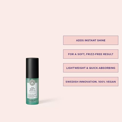 Maria Nila True Soft, Moisturizing Argan Oil For Dry Brittle Hair, Argan Oil Remoisturises & Reduces Frizz, 100% Vegan & Sulfate/Paraben free, 1.0 Fl Oz