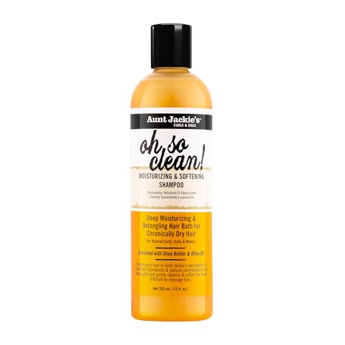 Aunt Jackie's Curls and Coils Oh So Clean Deep Moisturizing and Softening Hair Shampoo for Natural Curls, Coils and Waves, Enriched shea Butter, 12 oz
