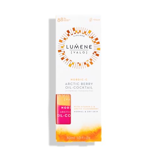 Lumene Nordic-C [Valo] Arctic Berry Face Oil - Antioxidant-Rich, Hydrating Serum with Vitamin C, Vitamin E & Hyaluronic Acid - Replenishes and Plumps Dry Skin - Vegan Skin Care (30 ml)