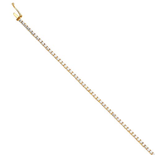 14k REAL Yellow Gold Tennis Bracelet (1.75mm) - 7.25"