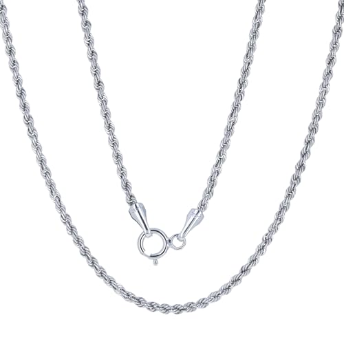Nuragold 14K Real White Gold Rope Chain Diamond Cut Necklace (1.5mm-7mm) - 1.5mm,18"