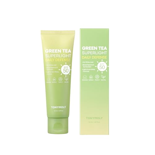 TONYMOLY Green Tea Face Sunscreen SPF 50+ PA++++, No White Cast, 1.69 fl oz