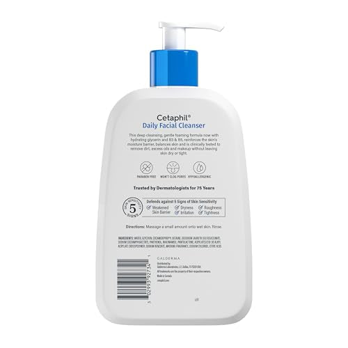 Cetaphil Daily Facial Cleanser, Oily & Combination Skin, 16 fl oz, 2 ct