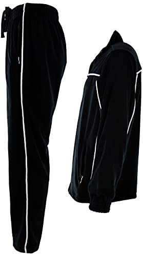 ChoiceApparel Mens Velour Tracksuit with Zippered Pockets (204-Black, 2X-Large)