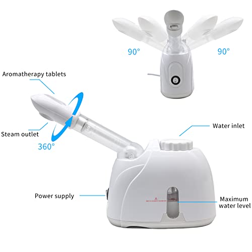 Facial Steamer Nanometer Fine Mist for Deep Cleaning with Towel, 360 Rotating Arm, Home Spa Device for Personal Care