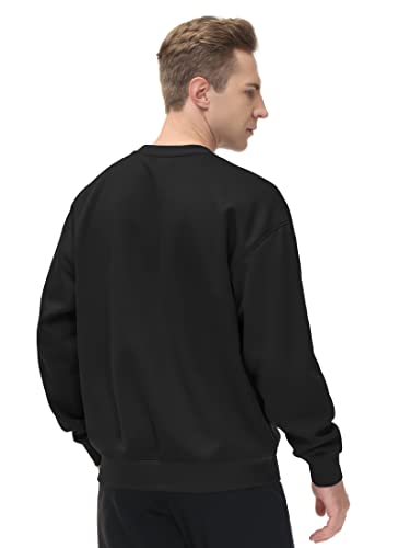 THE GYM PEOPLE Men's Fleece Crewneck Sweatshirt Thick Loose fit Soft Basic Pullover Sweatshirt(Black, X-Large)