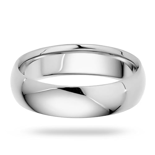 EWB Signature Jewelry Classic 5mm Solid Gold Wedding Band in 10K White Gold, Comfort Fit, Finger Size 9