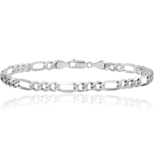 IceCarats 14K White Gold Flat 3mm Figaro Chain Link Bracelet Anklet