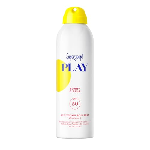 Supergoop! PLAY Antioxidant Body Mist w/Vitamin C - 6 fl oz - SPF 50 PA++++ Broad Spectrum Sunscreen - Body Spray - Great for Active Days - Sunny Citrus