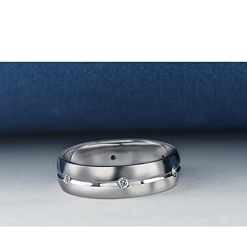 P3 POMPEII3 Pompeii Mens Comfort Fit Bezel Diamond Wedding 14K White Gold Band Ring - Size 11.5