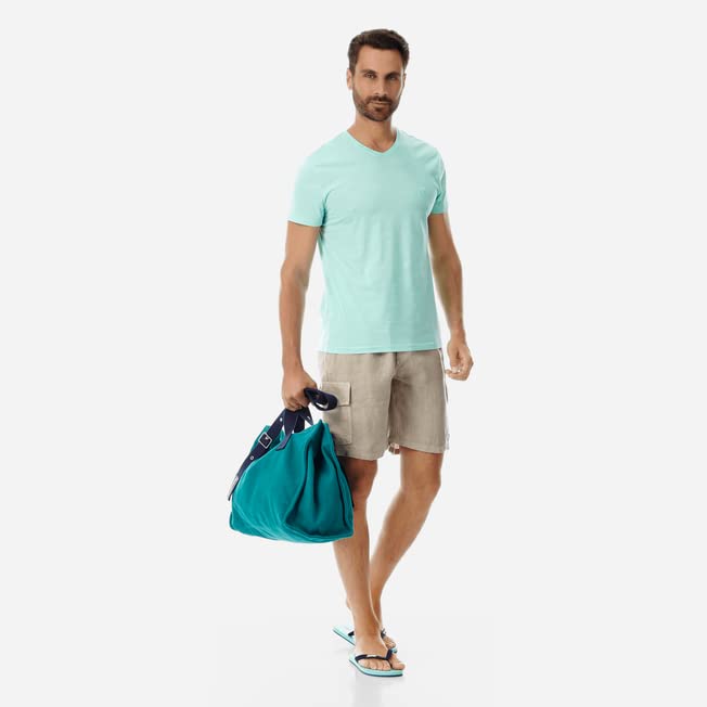 Vilebrequin Men Linen Bermuda Shorts Cargo Pockets, S, Safari